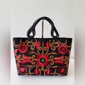 JOSIE NATORI Embroidered Tote Bag Handbag